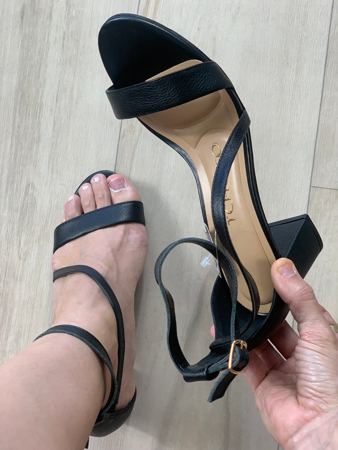 Tchocco Black C Block Heels Sandals