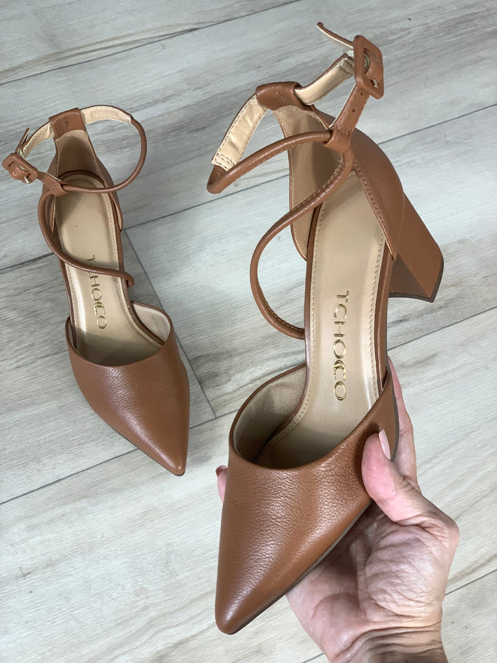 Tchocco Camel Block Heels