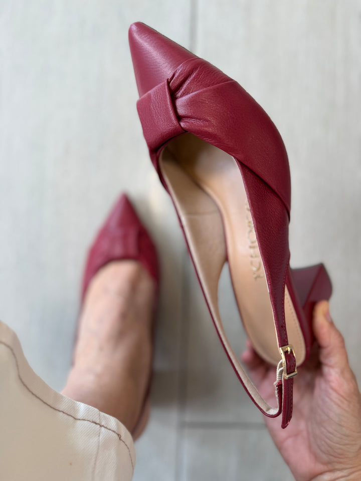 Tchocco Wine PT Slingback Block Heels