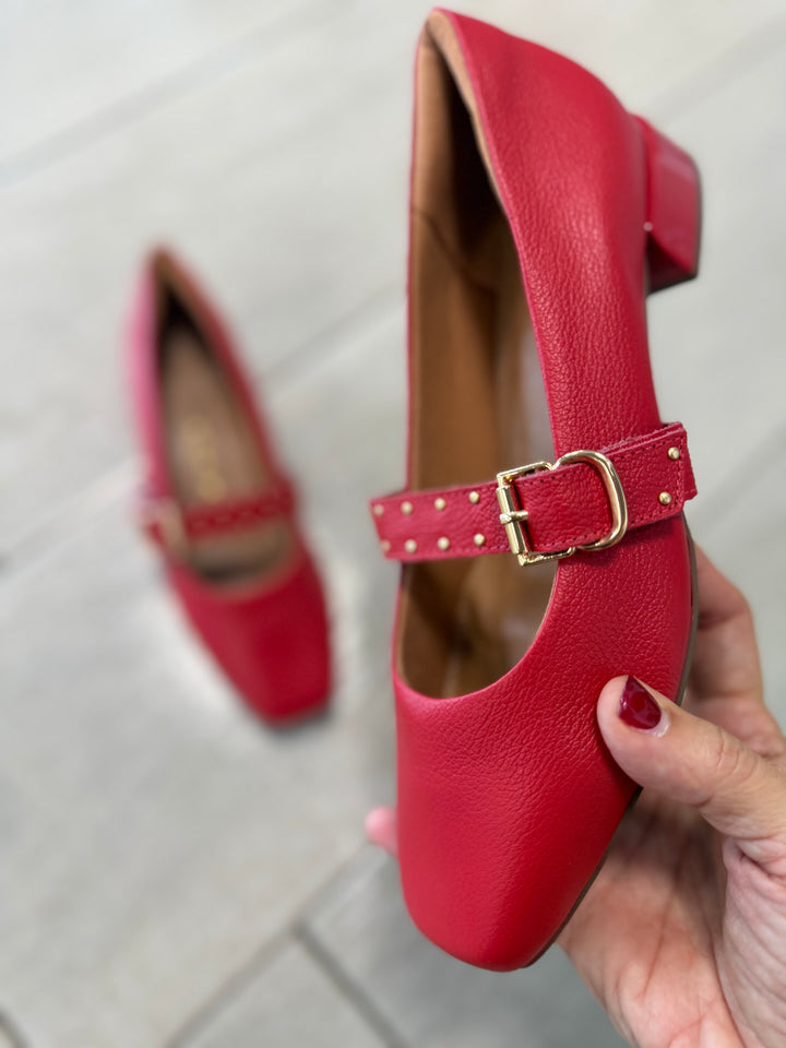 Tchocco Red Buckle Flats