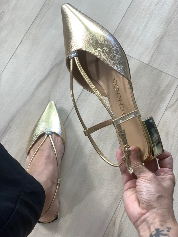 Tchocco Gold Slingback Flats