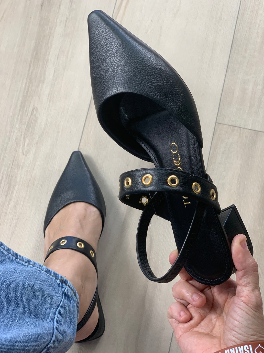 Tchocco Black Slingback Flats