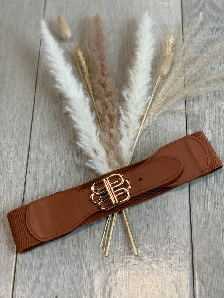 Cognac Buckle Elastic Belt