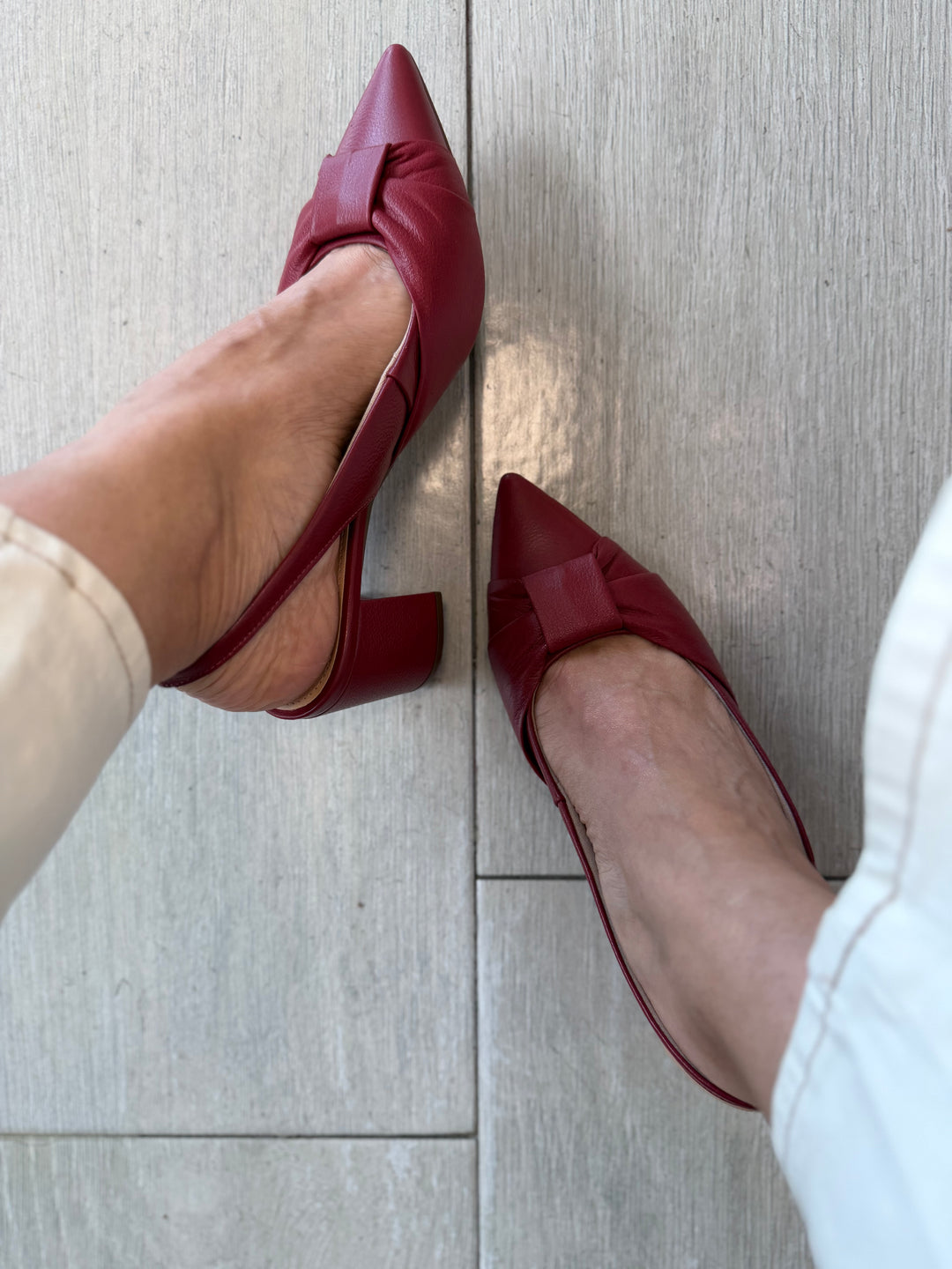 Tchocco Wine PT Slingback Block Heels