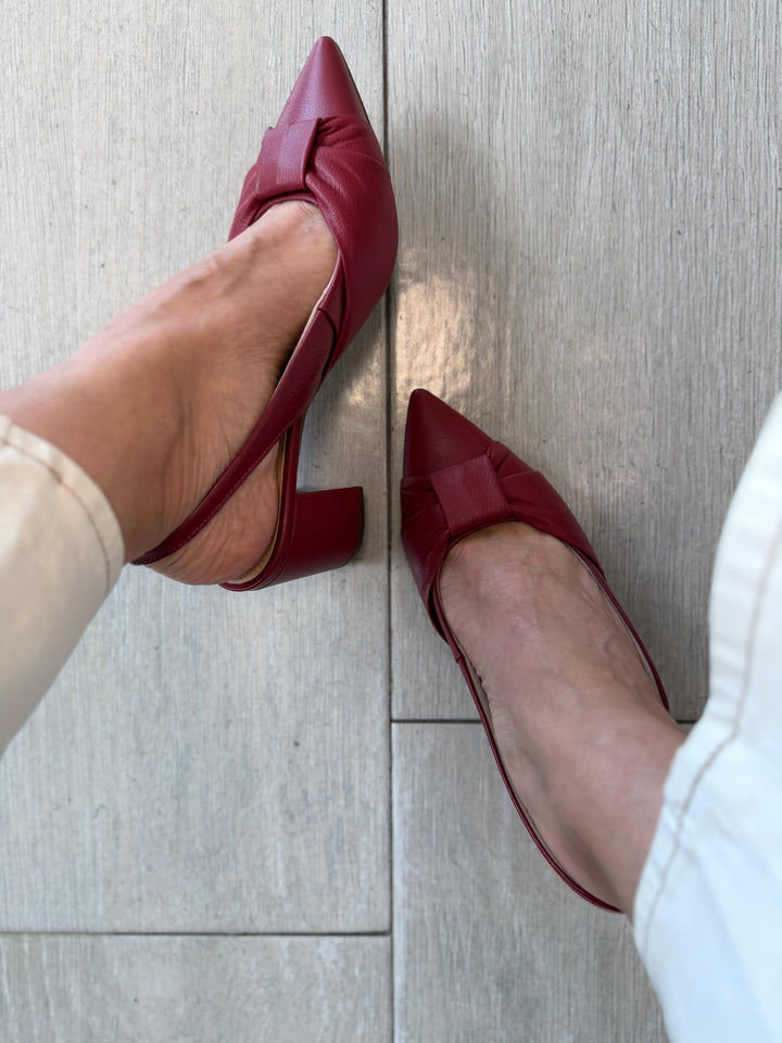 Tchocco Wine PT Slingback Block Heels