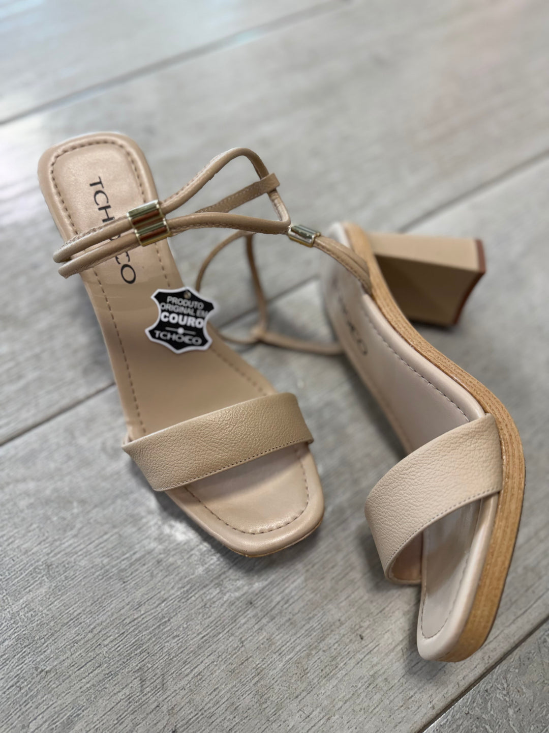 Tchocco Nude Elegant Block Heels Sandals
