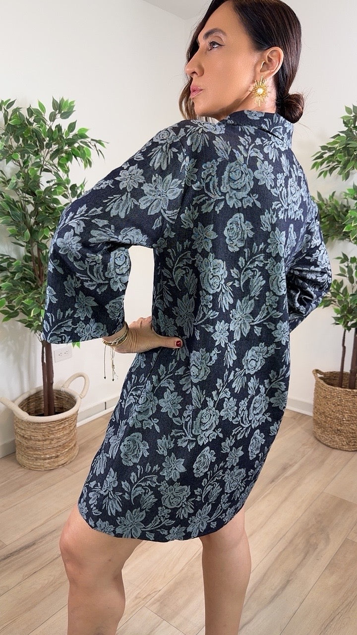 Contraste Denim Mini Dress