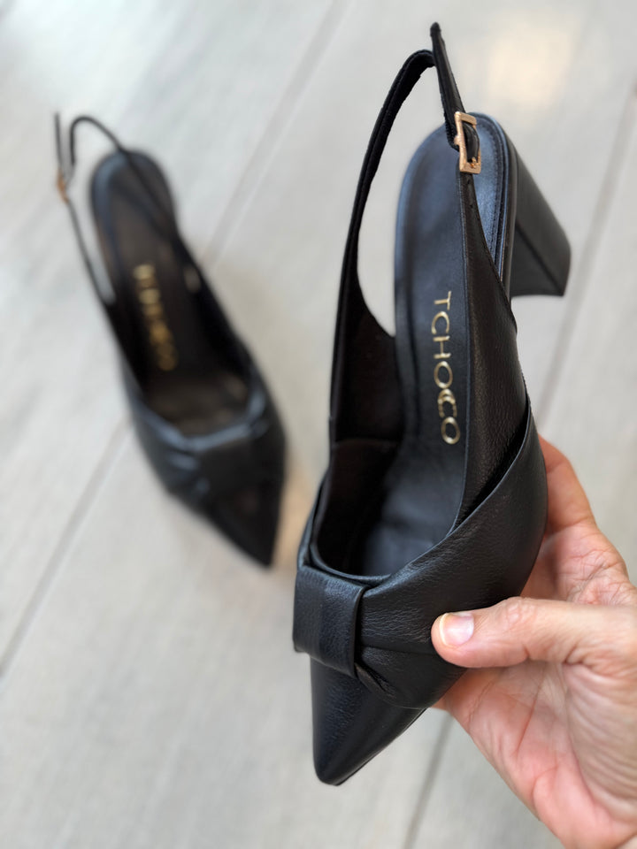 Tchocco Preto PT Slingback Block Heels