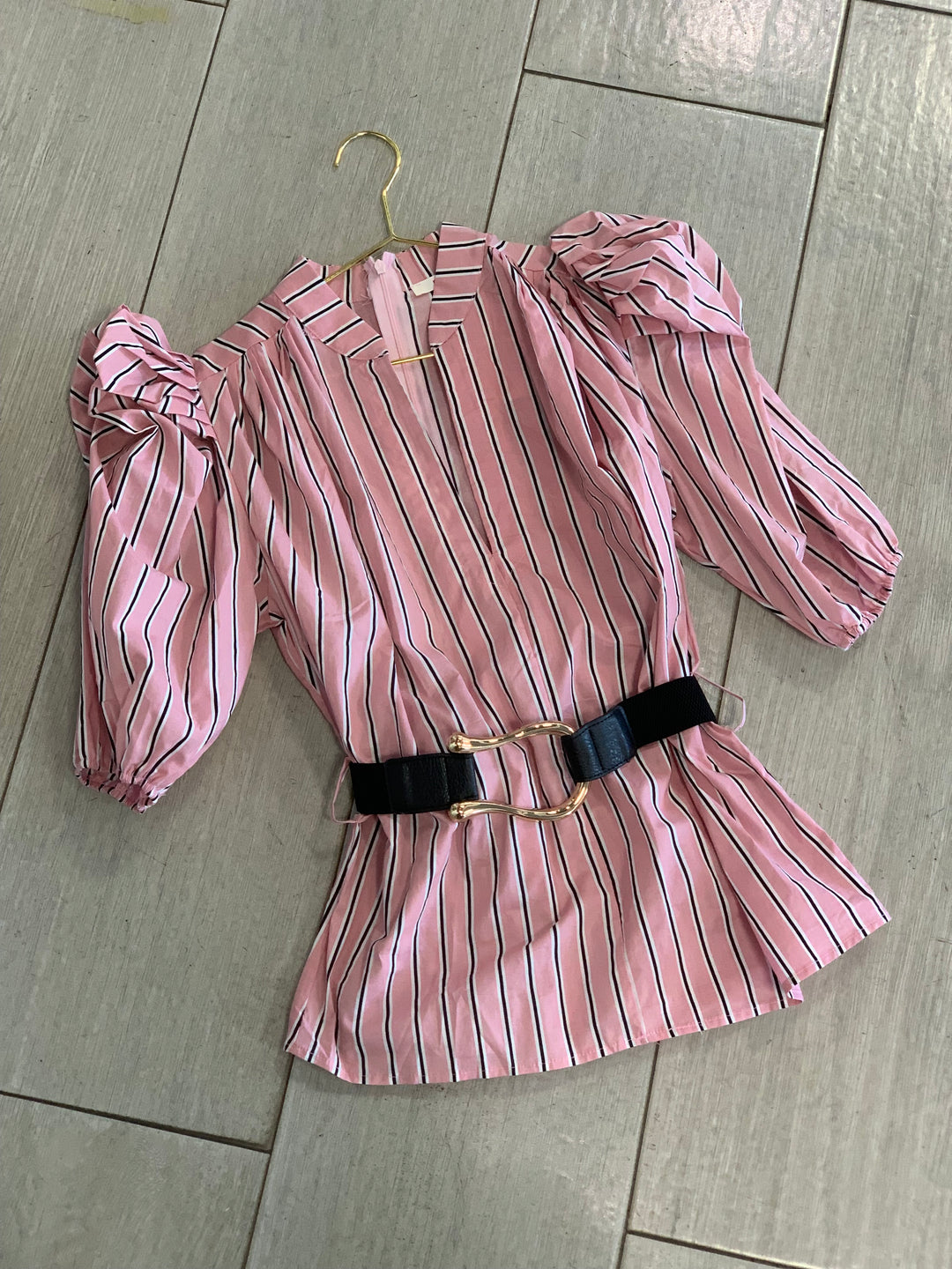 Striped Belted Blouse