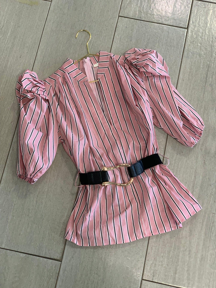 Striped Belted Blouse