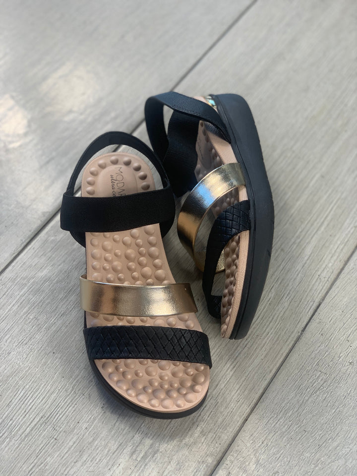 Modare Gold/Black Sandals