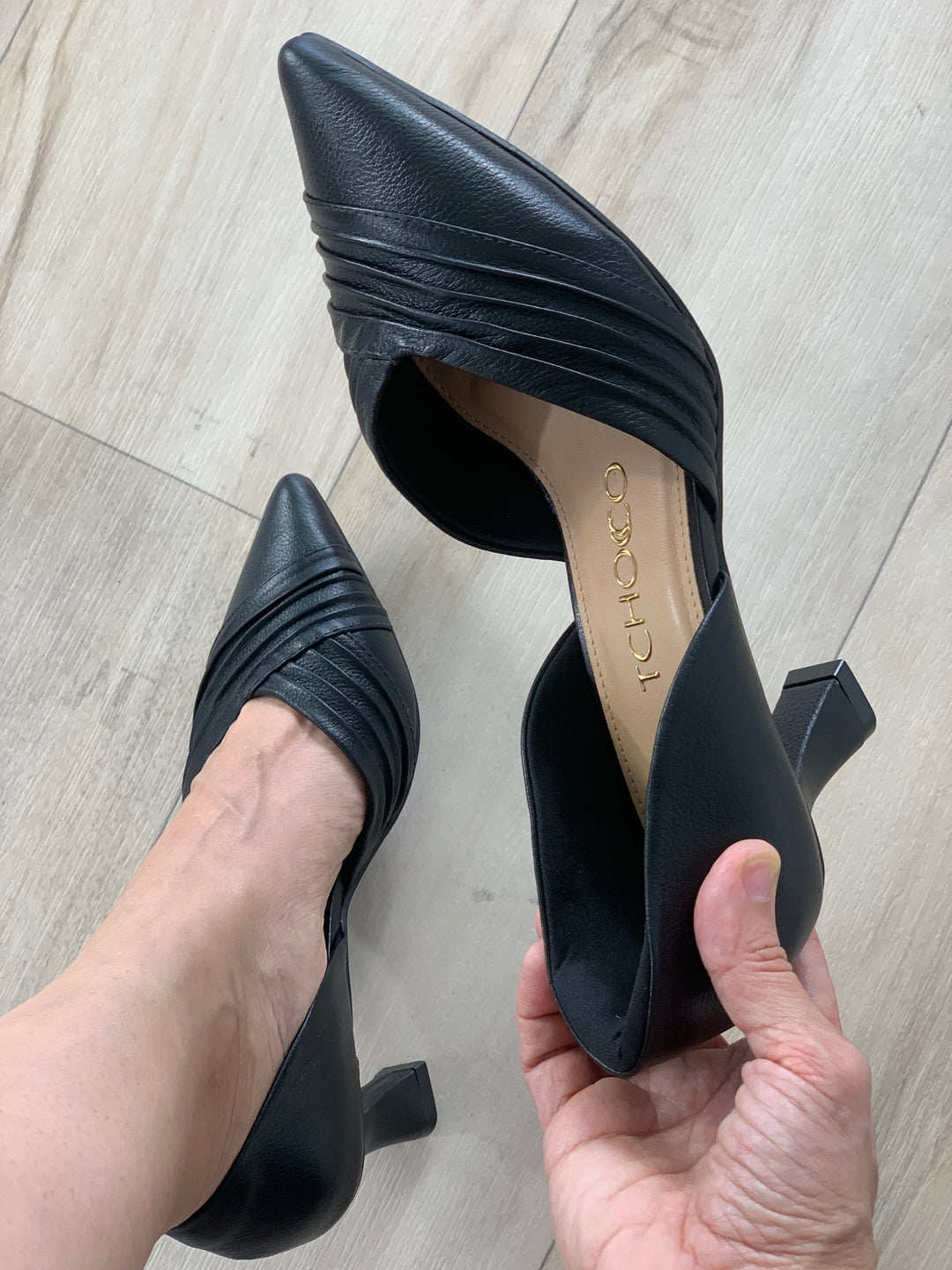 Tchocco Black Draping Classic Open Heels