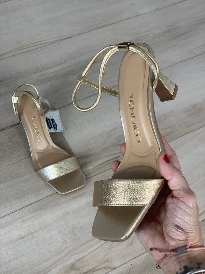 Tchocco Gold/Gold Heels Sandals