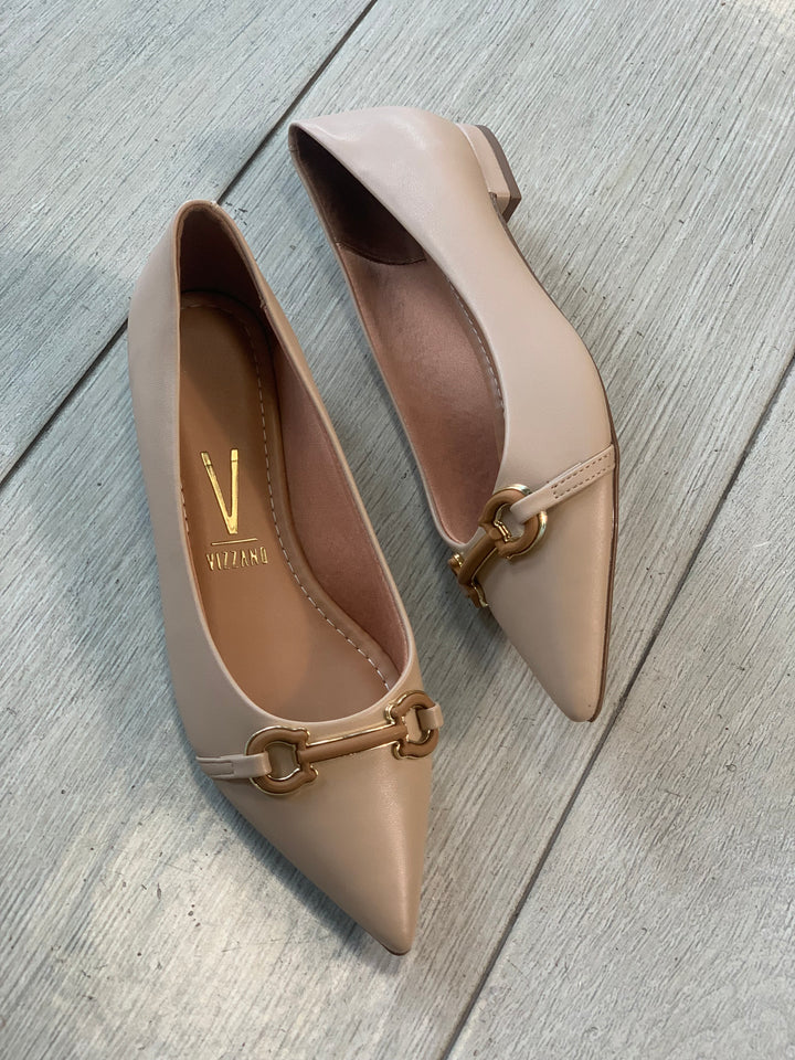 Vizzano Beige/Camel Buckle Flats