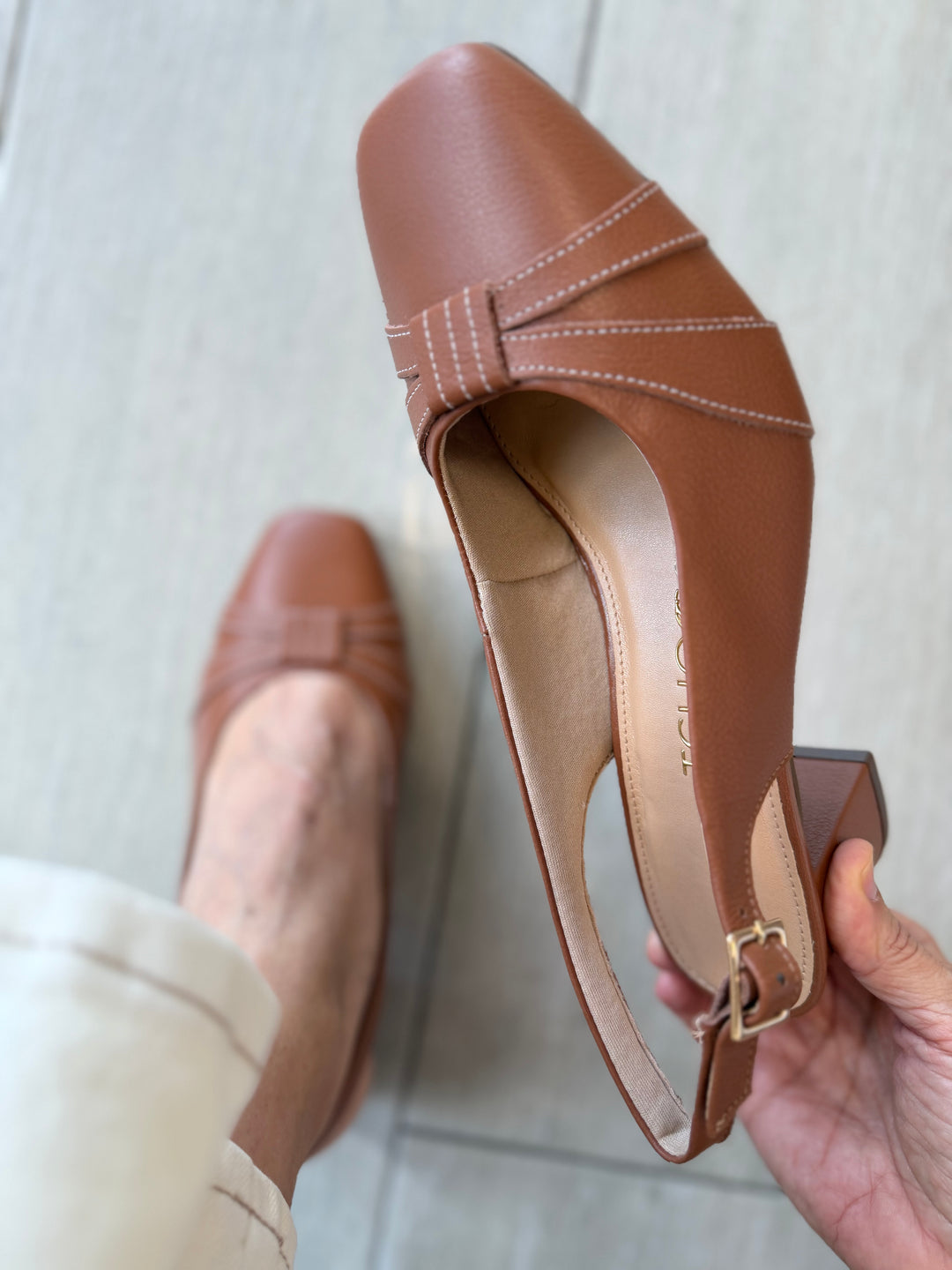Tchocco Whisky RT Slingback Block Heels