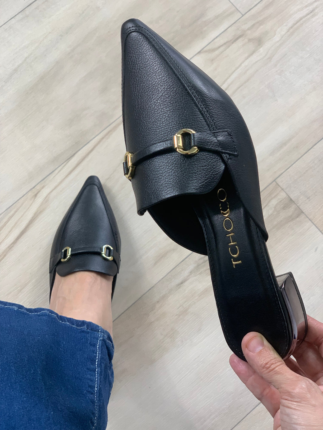 Tchocco Preto & Salto Onix Mules