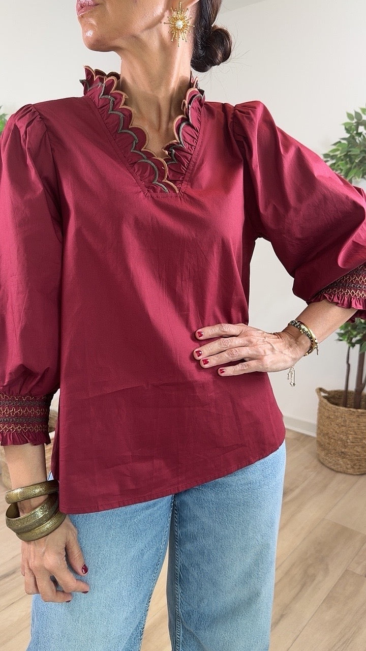 Gilgal Burgundy Top