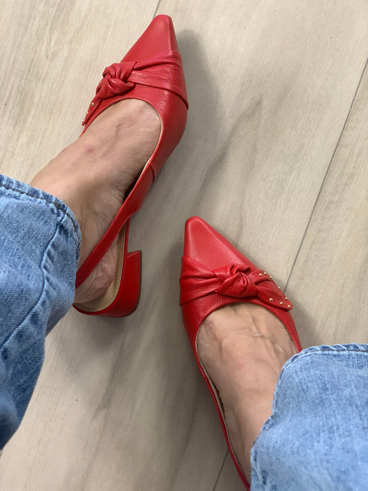 Tchocco Red Bow Slingback Flats