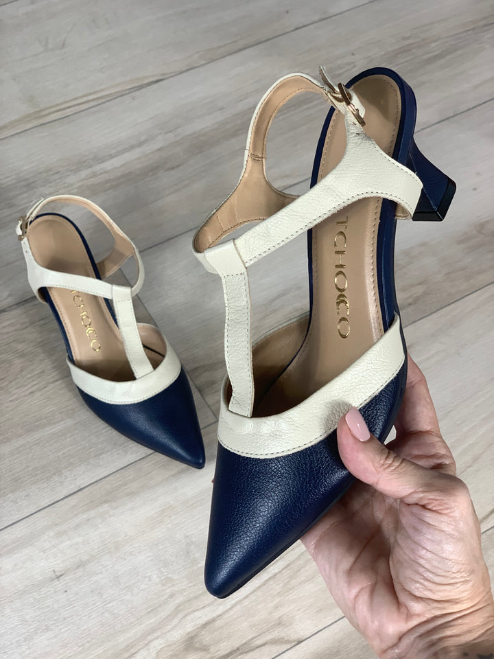 Tchocco Navy/Creme Classic Heels