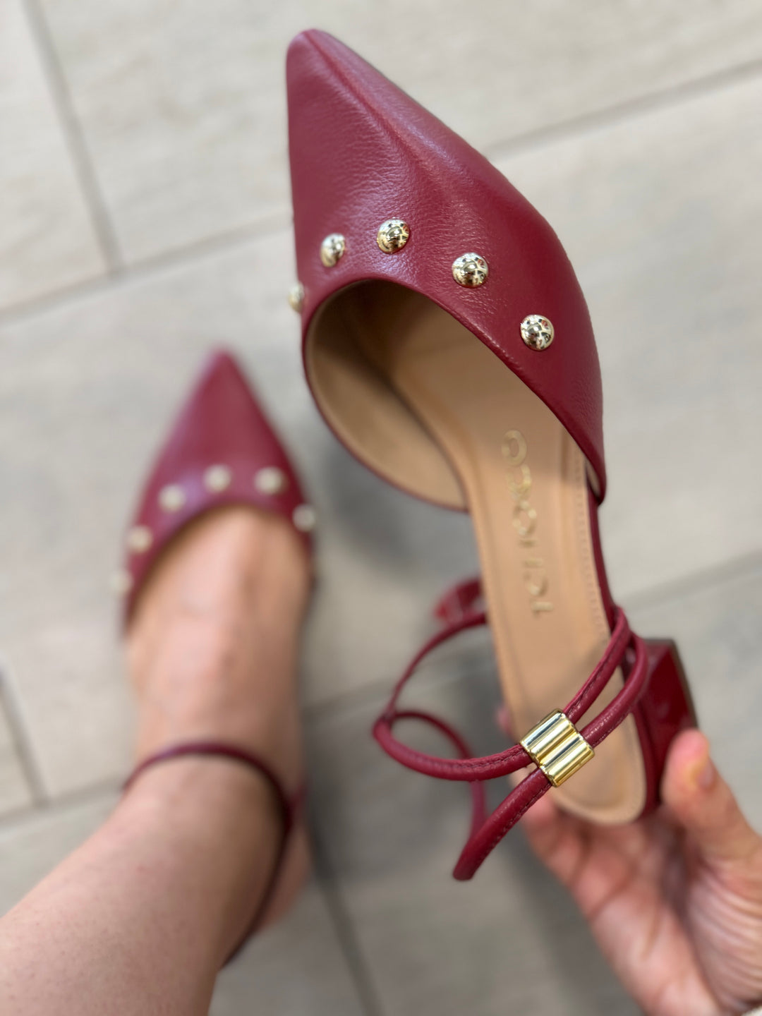 Tchocco Wine Studs Mary Janes