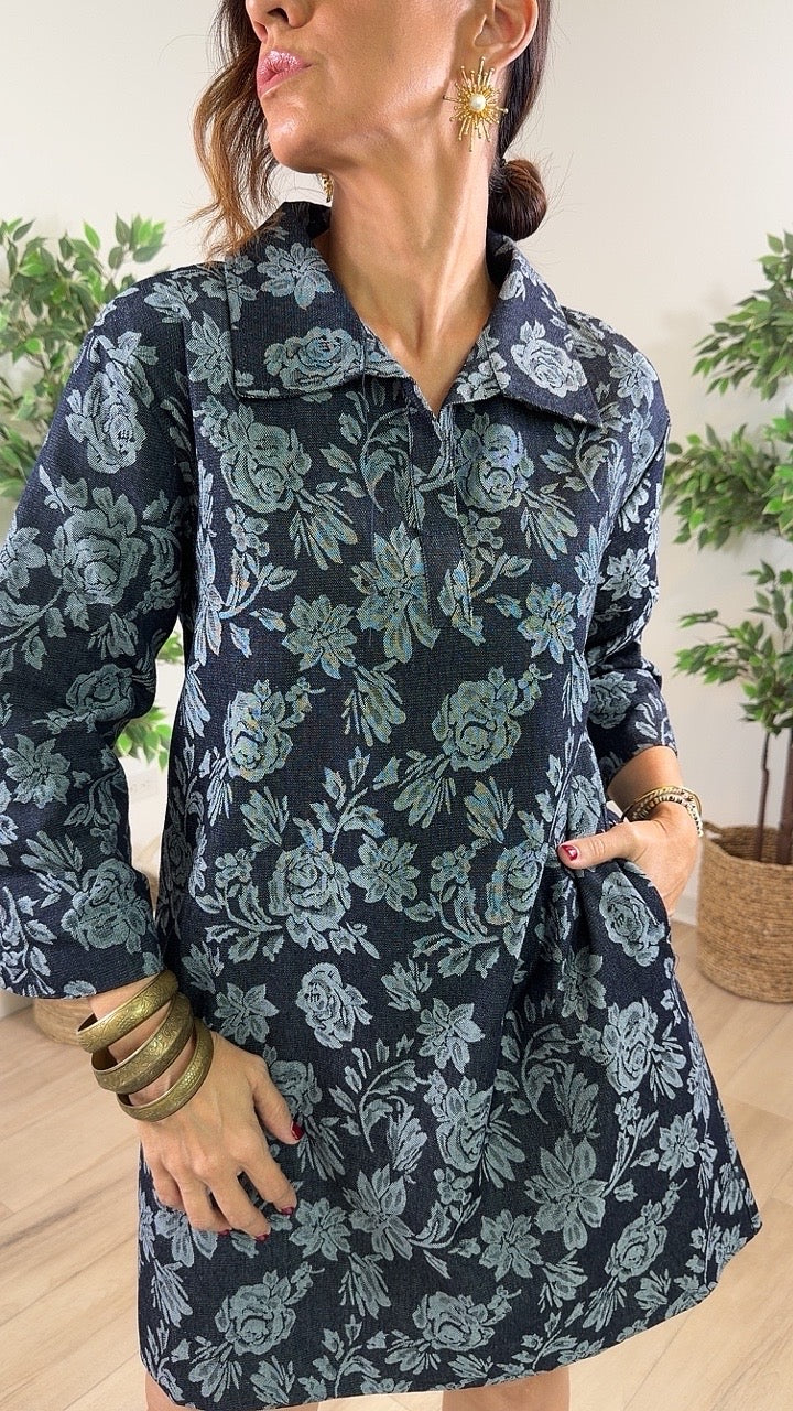 Contraste Denim Mini Dress