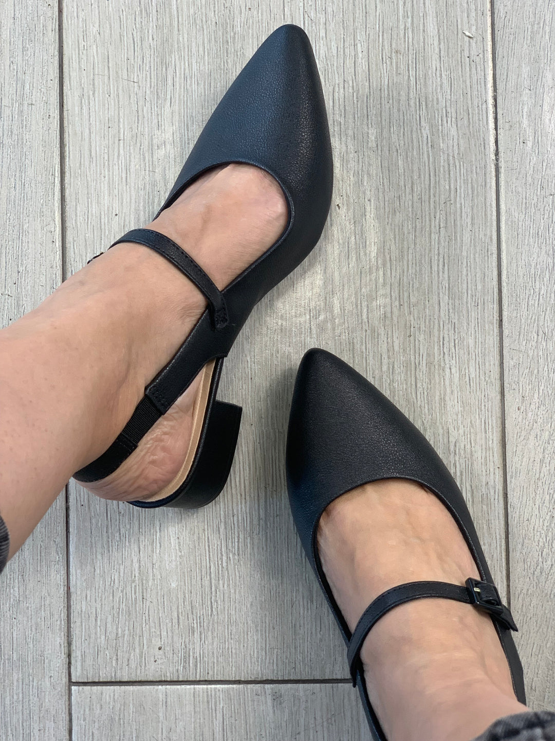 Modare Black Strappy Square Heels