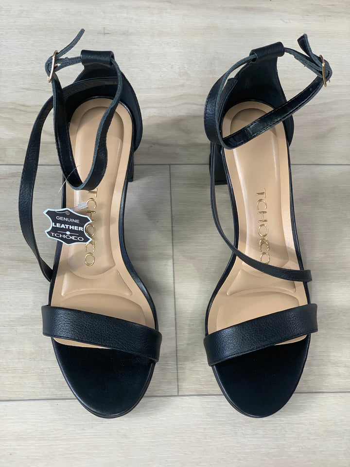 Tchocco Black C Block Heels Sandals