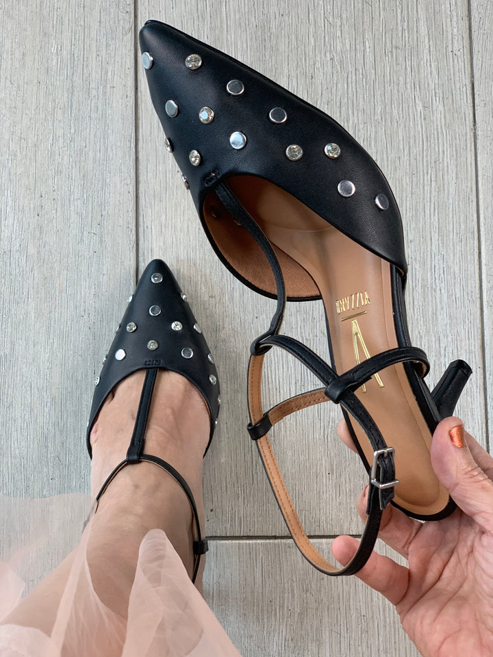 Vizzano Black Studded Strappy Heels