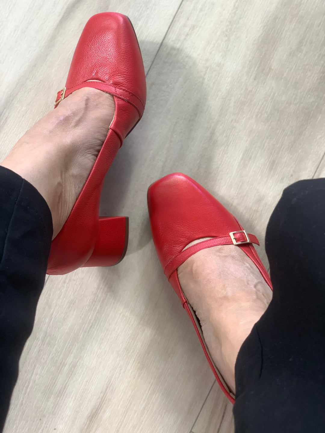 Tchocco Red Straps Block Heels