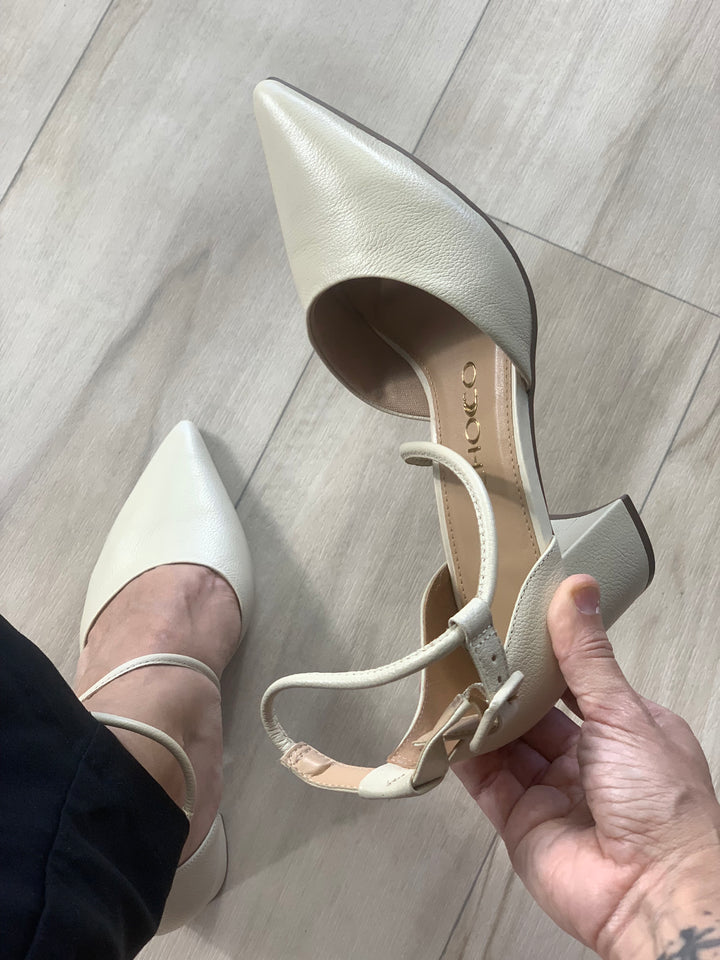 Tchocco Creme Block Heels