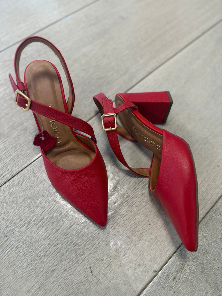 Tchocco 3" Red CC Strap Block Heels
