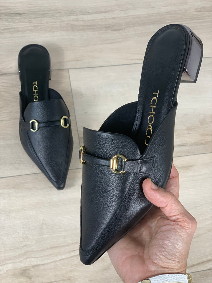 Tchocco Preto & Salto Onix Mules