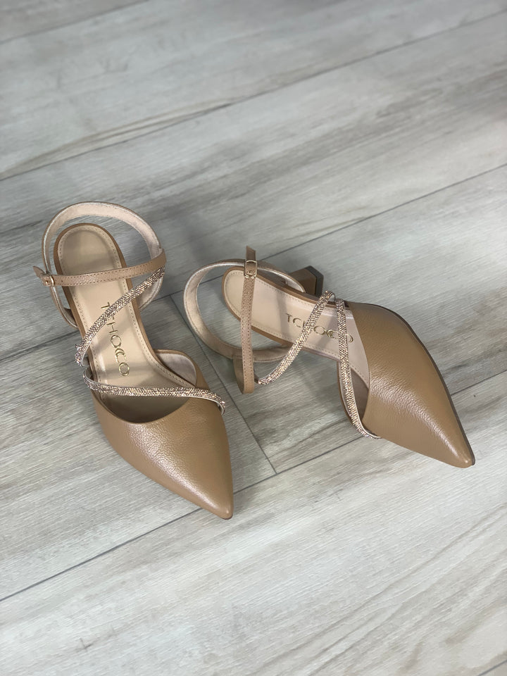 Tchocco Camel Rhinestones Classic Heels