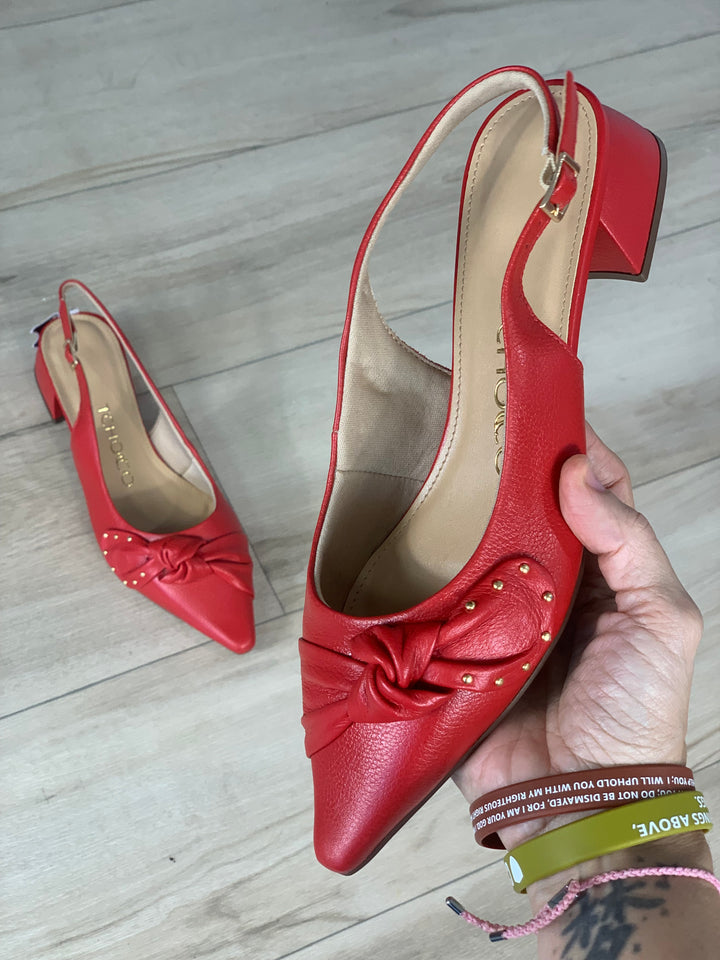 Tchocco Red Bow Slingback Flats