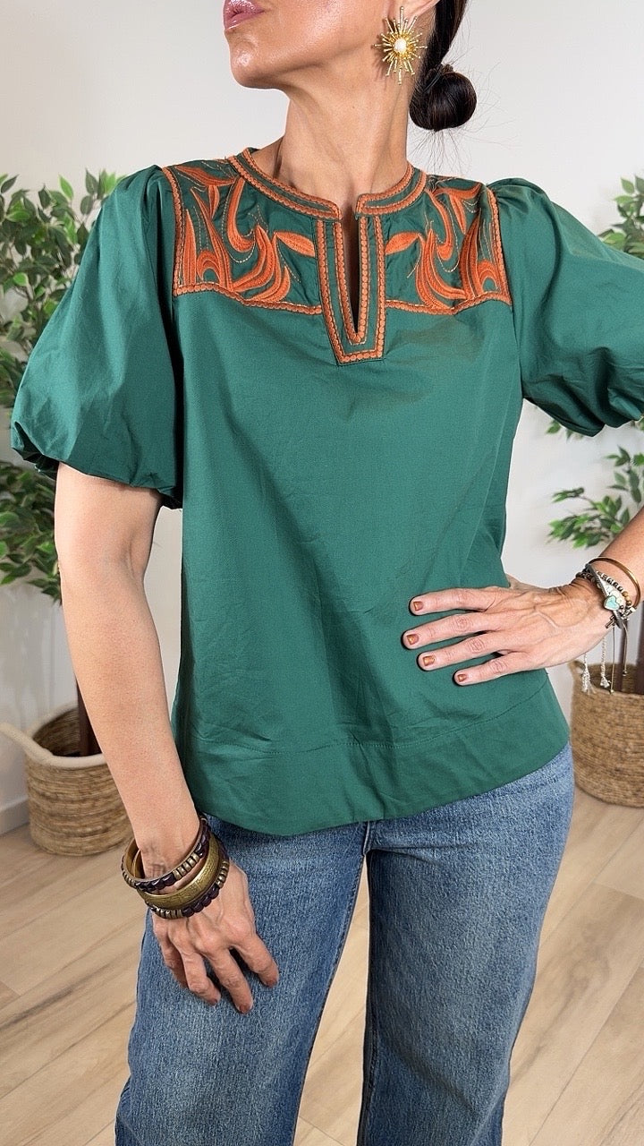 Áurea Hunter Green Top