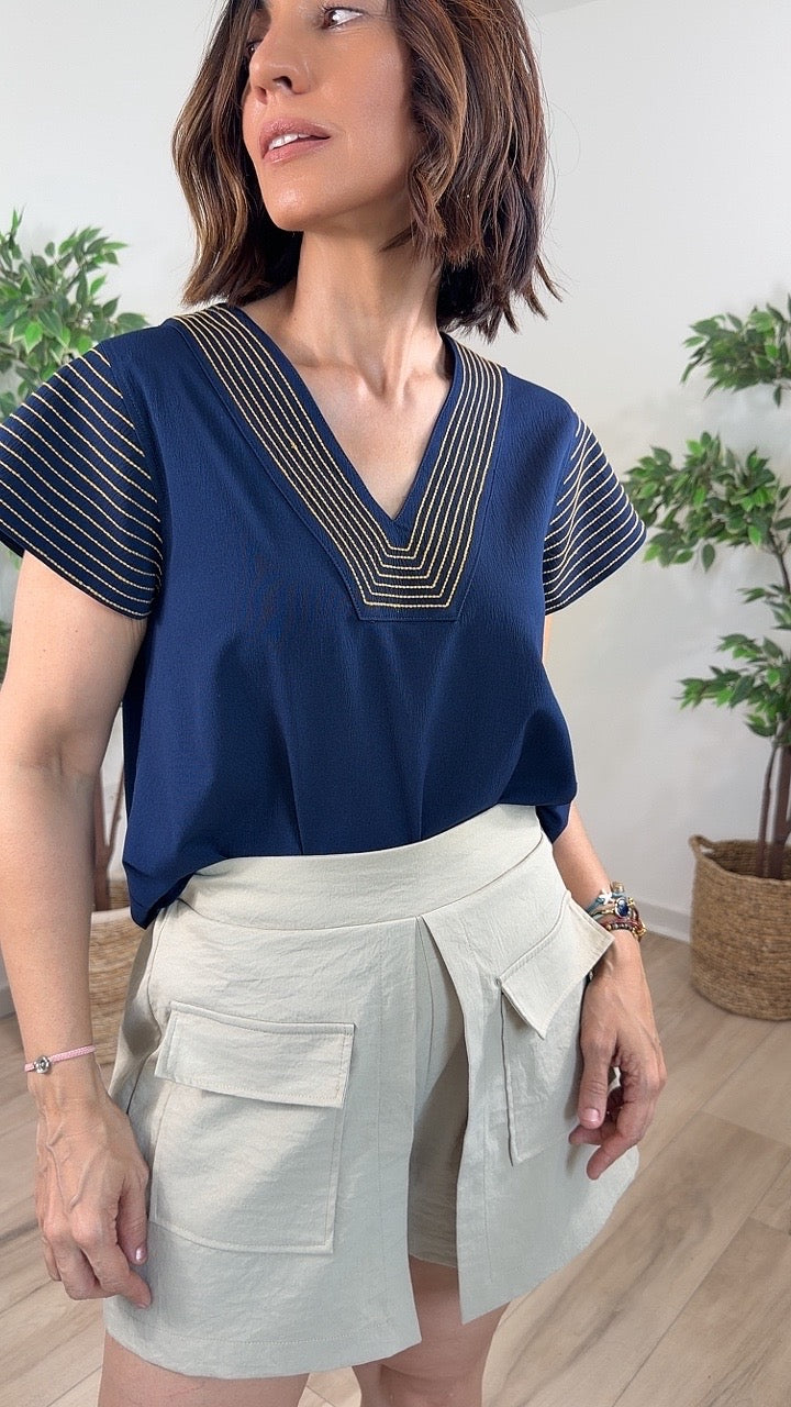 Meta Navy Top