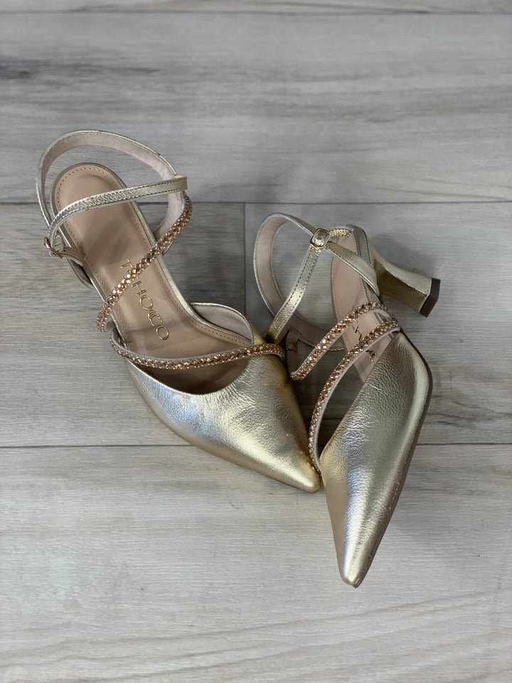 Tchocco Gold Rhinestones Classic Heels