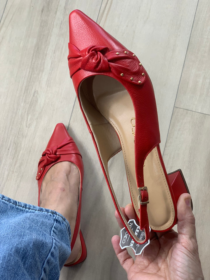Tchocco Red Bow Slingback Flats