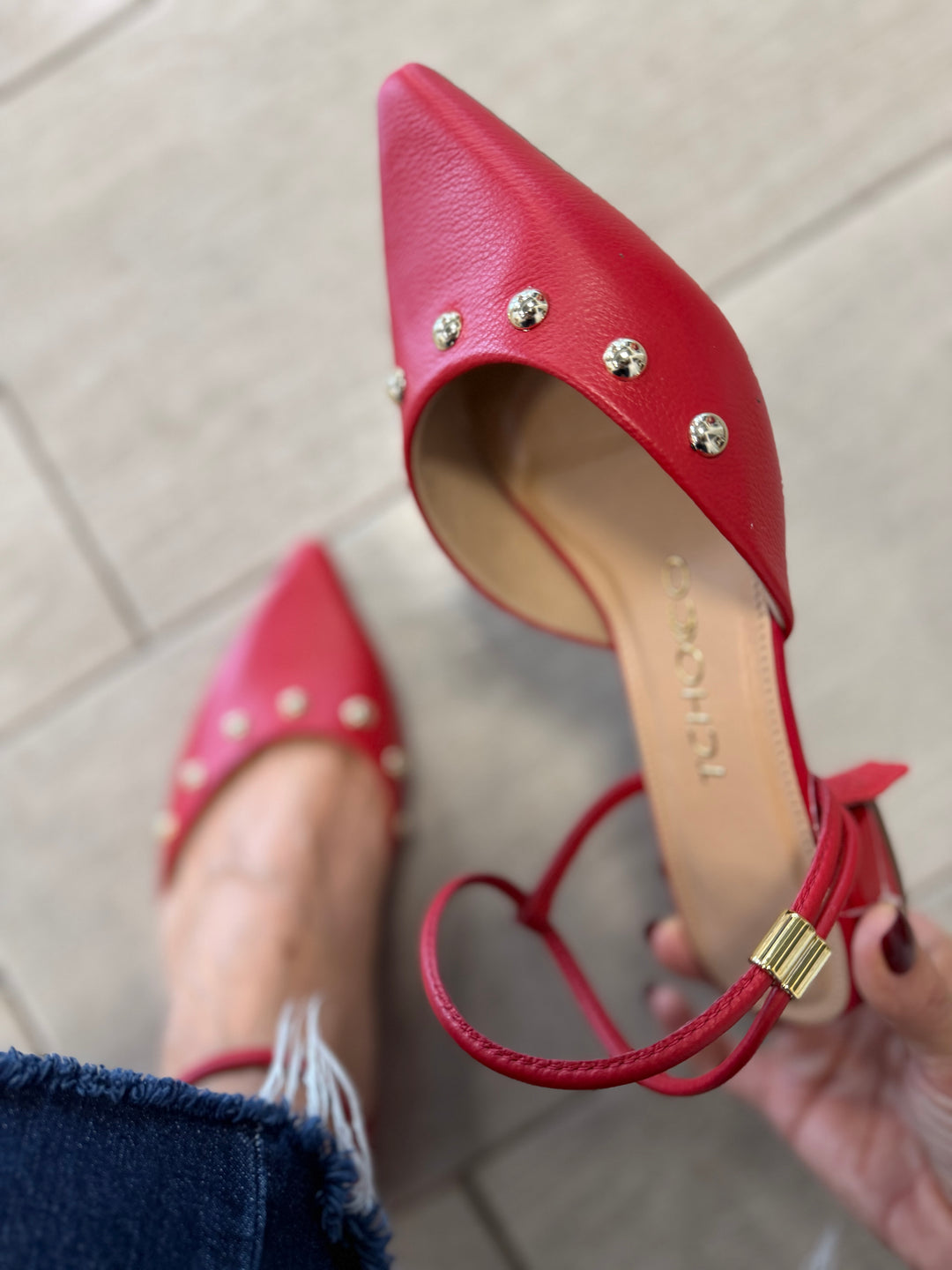Tchocco Red Studs Mary Janes