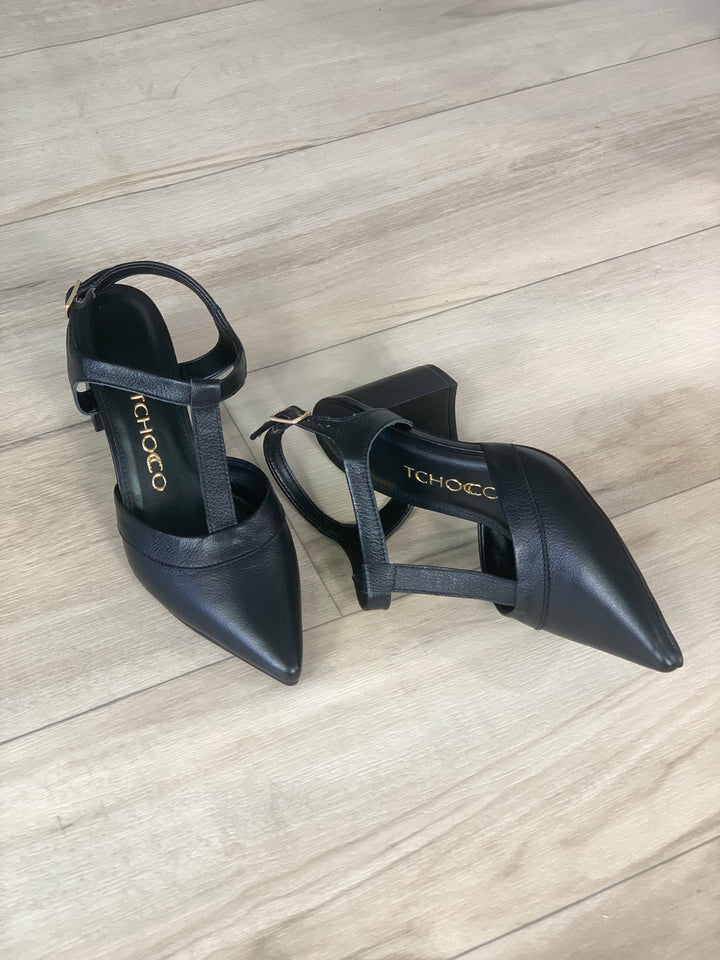 Tchocco Black Preto Block Heels