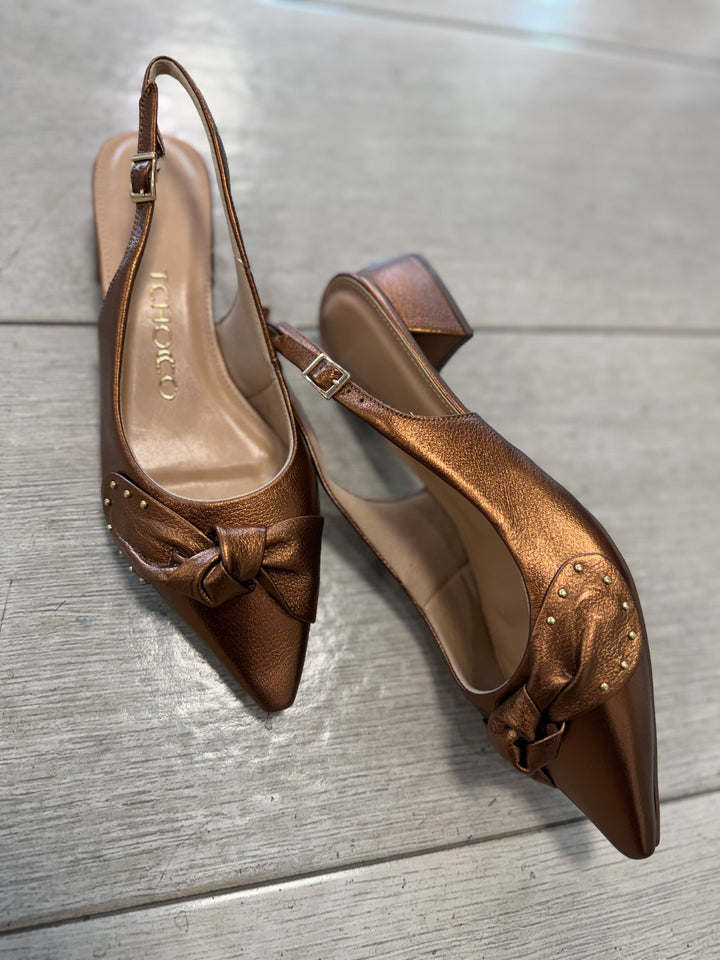 Tchocco Bronze Bow Slingback Flats