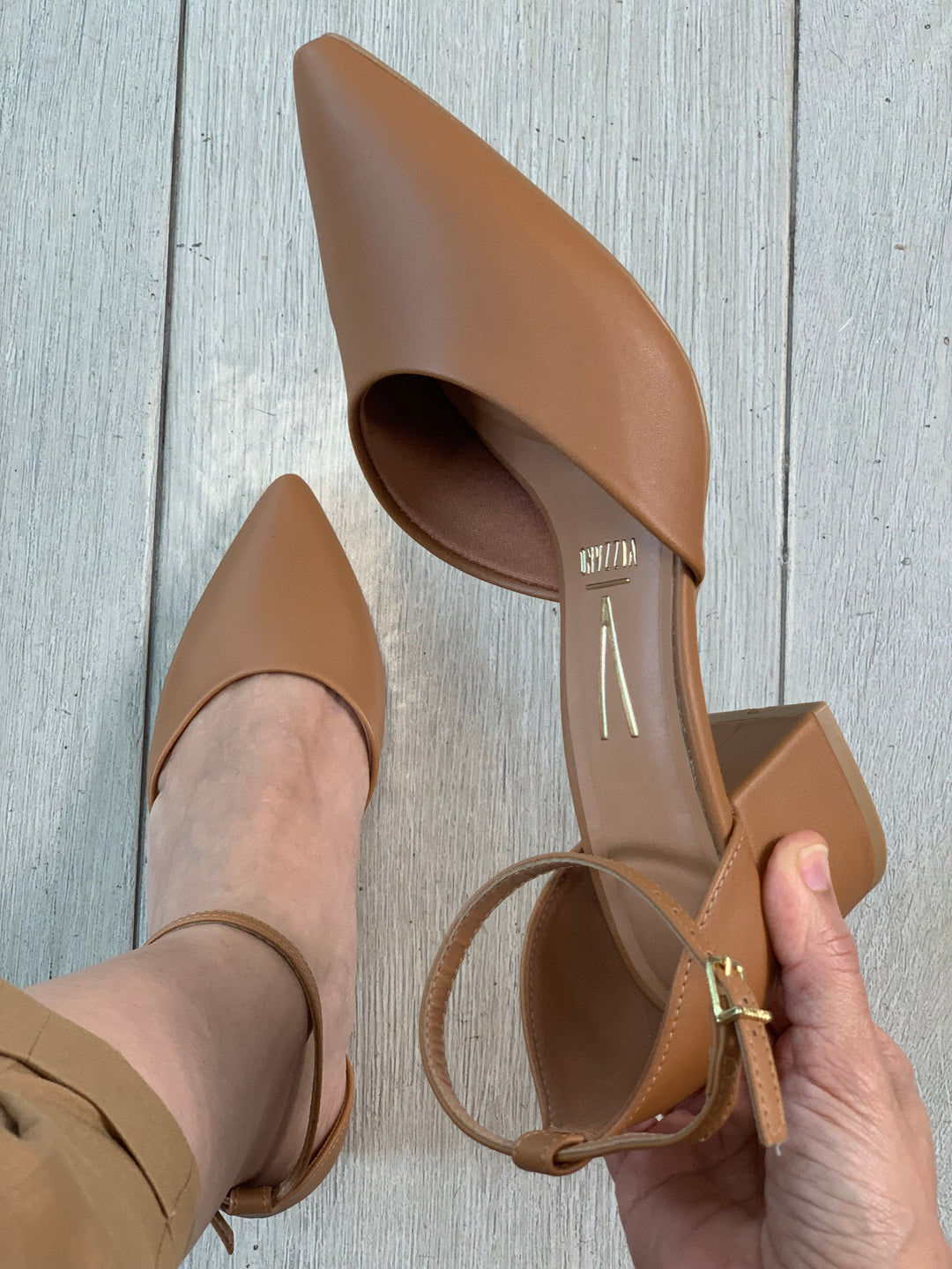 Vizzano Camel Strappy Square Heels