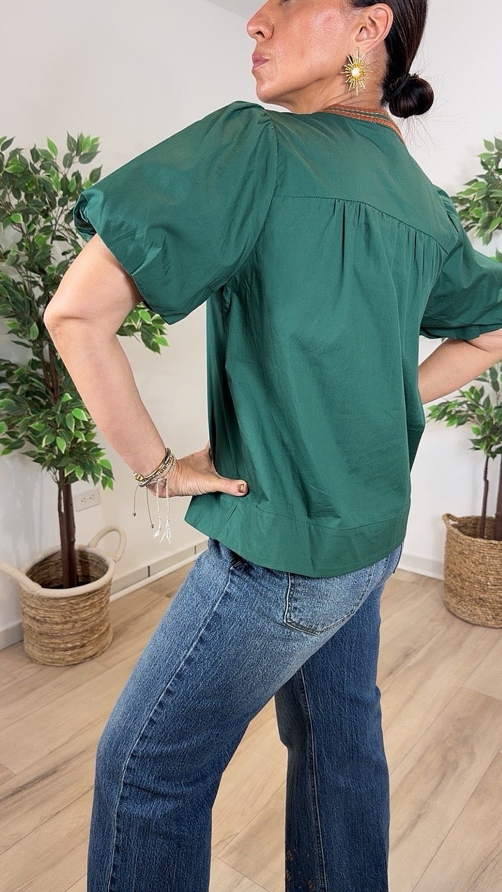 Áurea Hunter Green Top