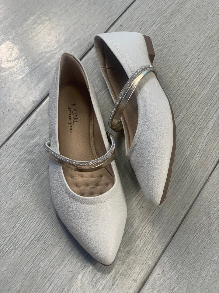 Modare Off White Gold Flats