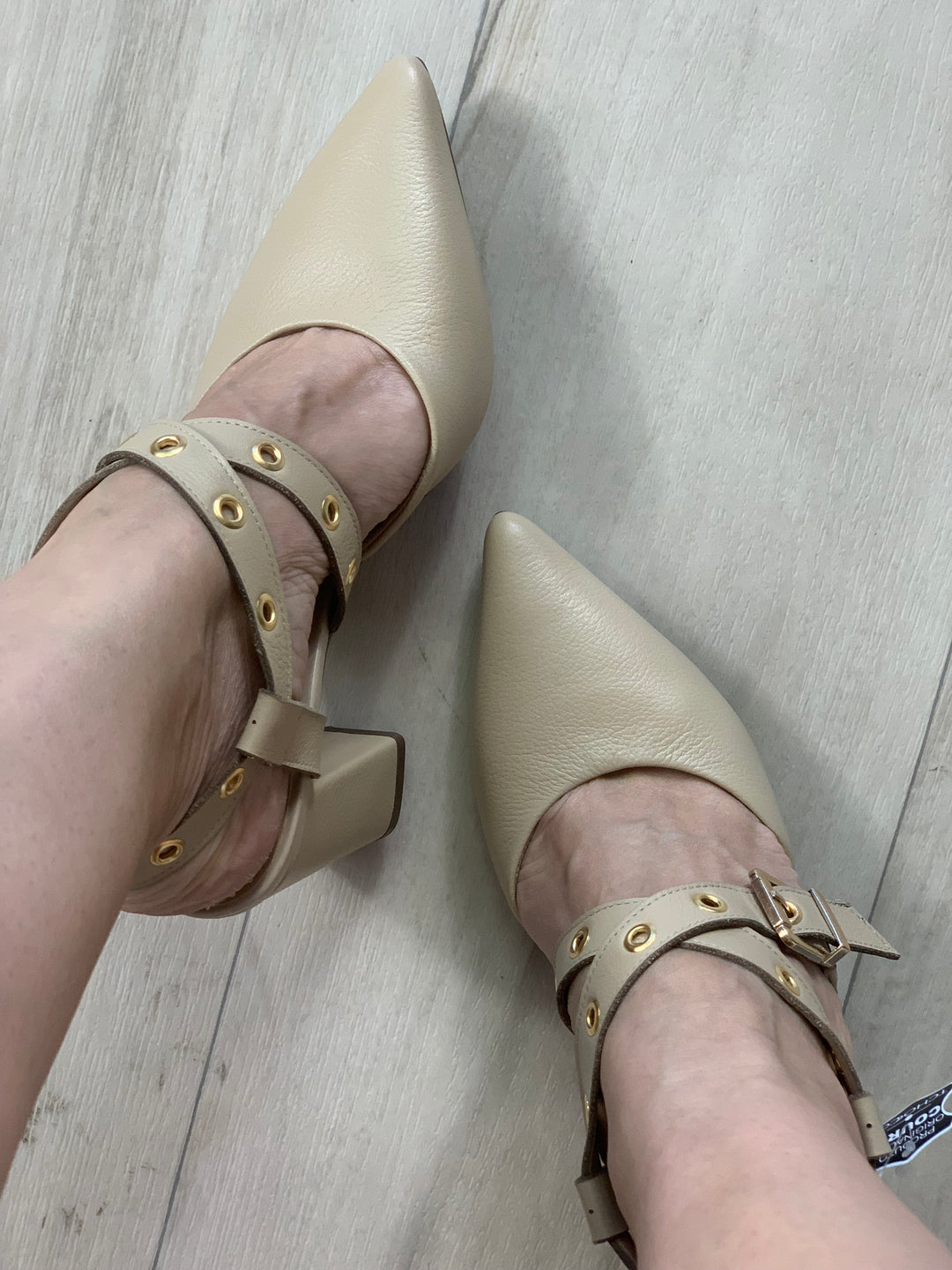 Tchocco 3" Nude Double Strap Block Heels