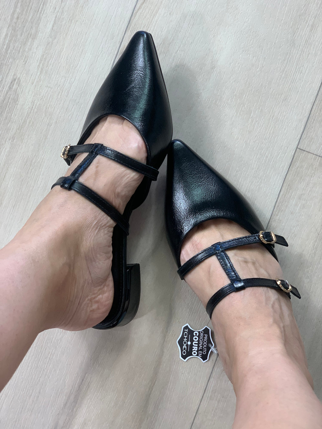 Tchocco Black Strappy Mules