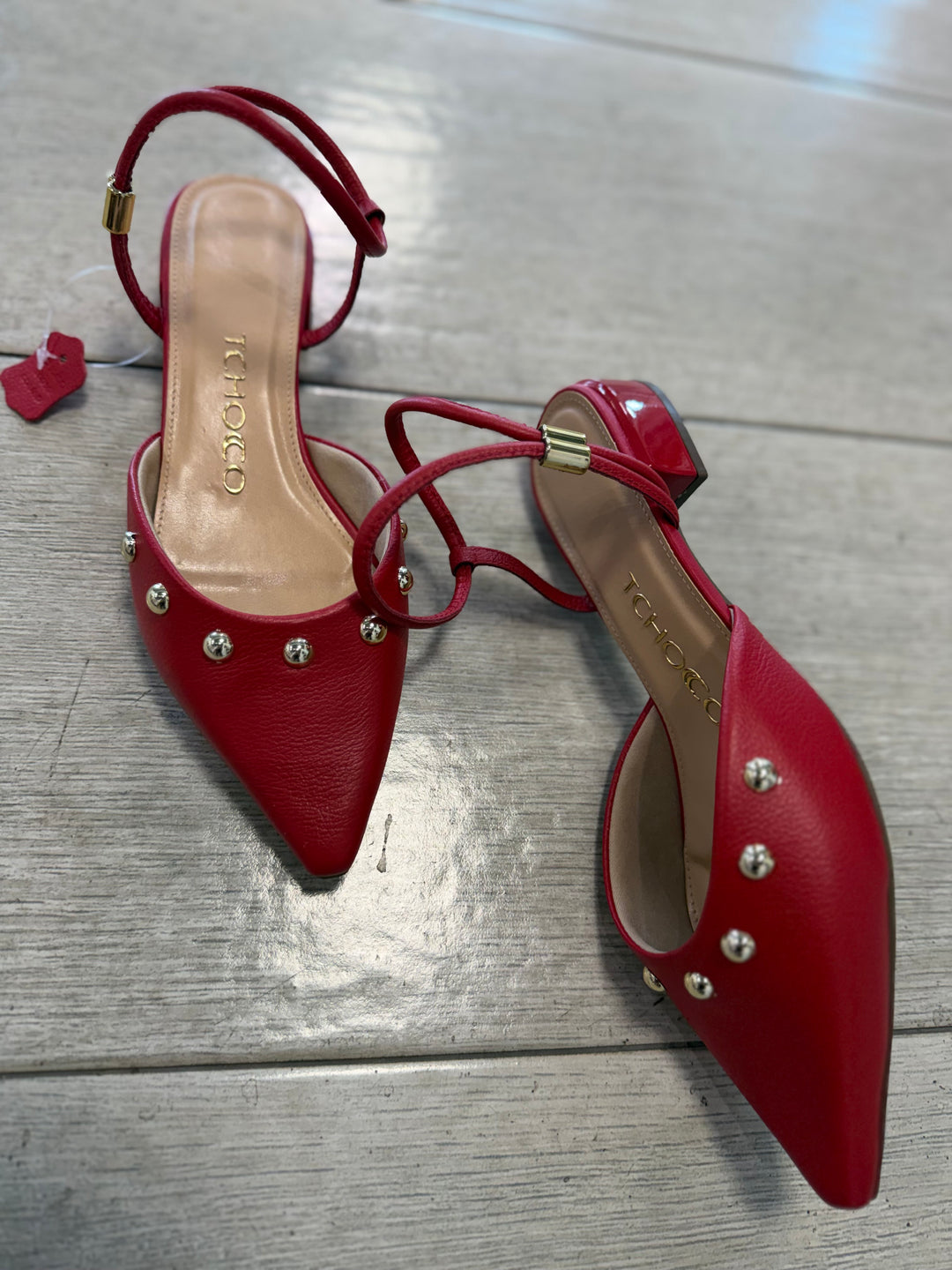 Tchocco Red Studs Mary Janes