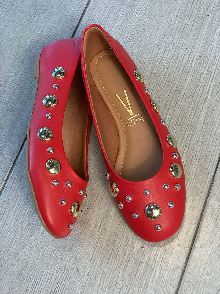 Vizzano Red Studded Flats