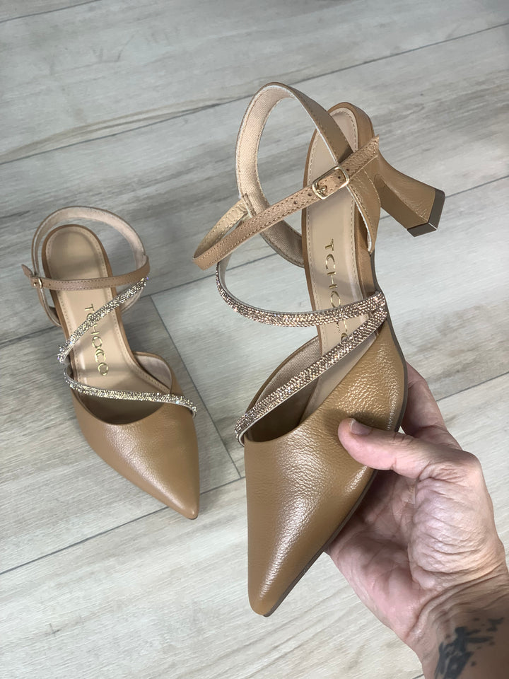 Tchocco Camel Rhinestones Classic Heels