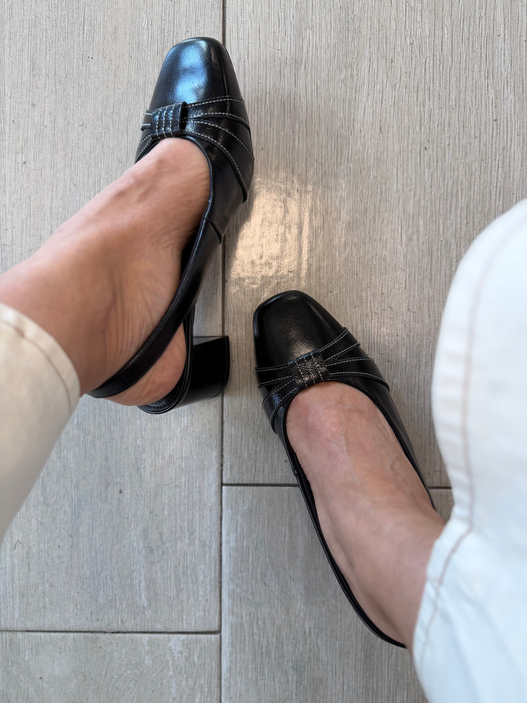 Tchocco Black RT Slingback Block Heels